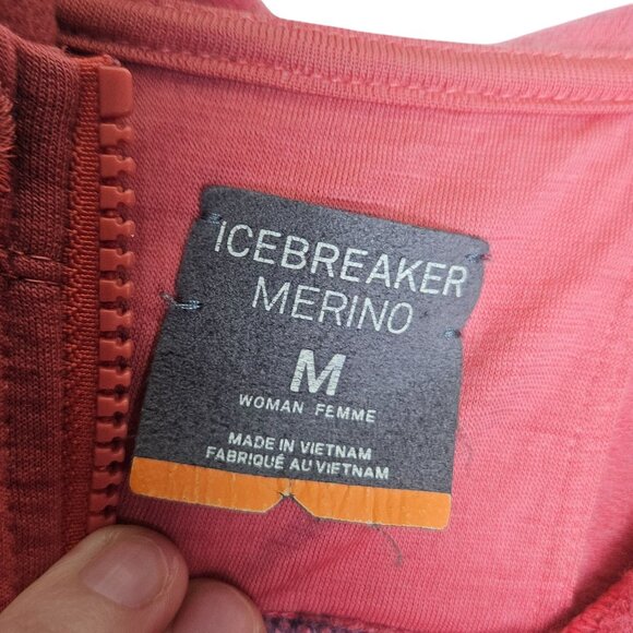 Icebreaker Merino Womens Pinkish Red Zip-Up Hoodie M Merino Wool‎ Gorpcore PNW - Picture 3 of 9